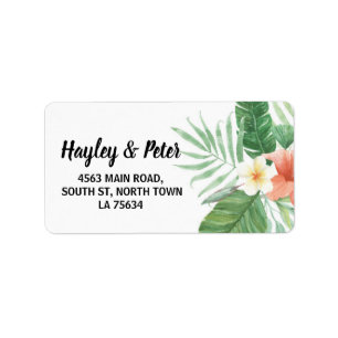 Tropiska blommor Adressetiketter Stickers Bröllop