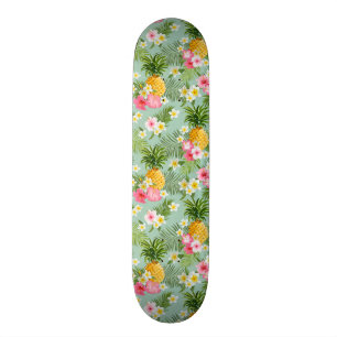 Tropiska blommor & ananas old school skateboard bräda 21,6 cm