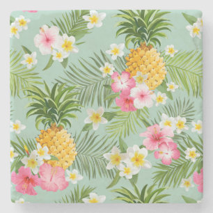 Tropiska blommor & ananas stenunderlägg