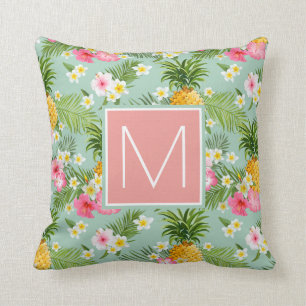 Tropiska blommor & ananas   tillfogar ditt kudde