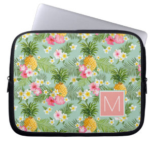 Tropiska blommor & ananas   tillfogar ditt laptop sleeve