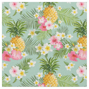 Tropiska blommor & ananas tyg