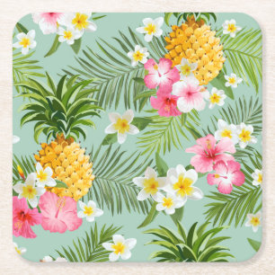 Tropiska blommor & ananas underlägg papper kvadrat