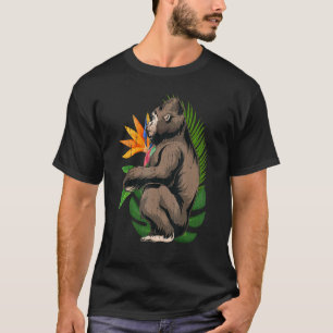 Tropiska blommor apa Ape Zoo Animal Exotic Gor T Shirt