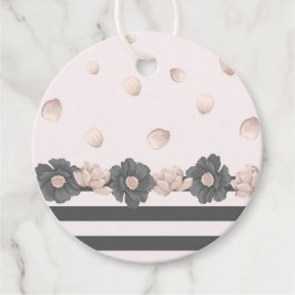 Tropiska blommor av dammig rosa grått gåvor etiketter