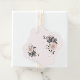 Tropiska blommor av dammig rosa grått gåvor etiketter