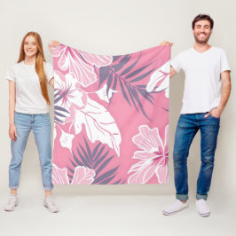 Tropiska blommor av rosa fleecefilt