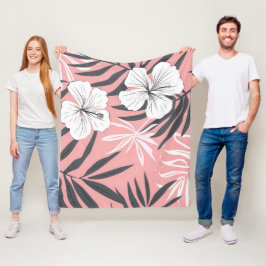 Tropiska blommor av rosa fleecefilt