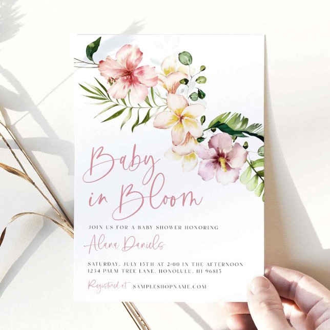 Tropiska blommor Baby Shower, Baby i Bloom Inbjudningar (Skapare uppladdad)
