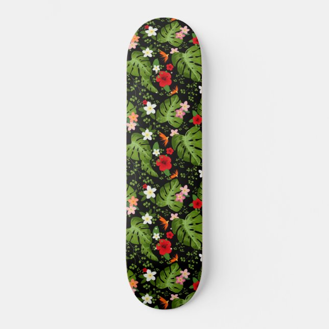 Tropiska blommor Bakgrund 3 Mini Skateboard Bräda 18,5 Cm (Framsida)
