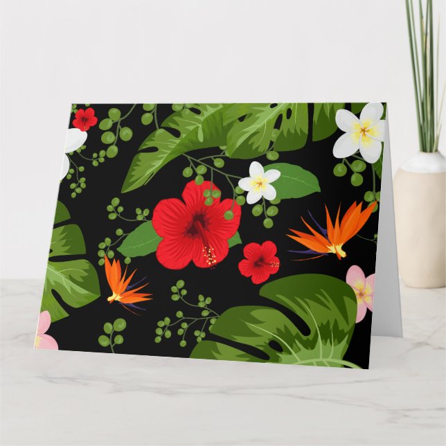 Tropiska blommor Bakgrund 4 Tack Kort (Framsida)