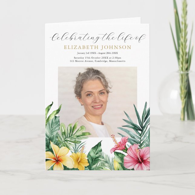 Tropiska blommor Begravningsminnesgudstjänstordnin Program (Framsida)