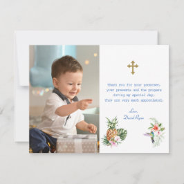 Tropiska blommor Bird Photo Boy Kor Baptism Tack Kort