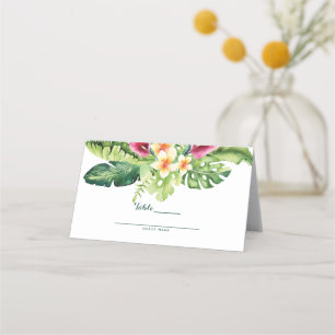 Tropiska blommor blad Floral Chic Bröllop Placeringskort