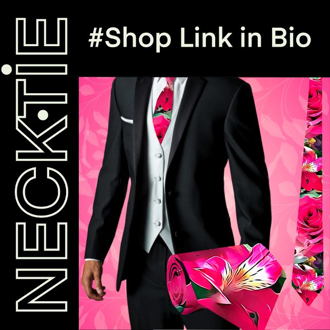 Tropiska blommor, Blommigt Slips (Cool trendy modern abstract floral men's necktie)