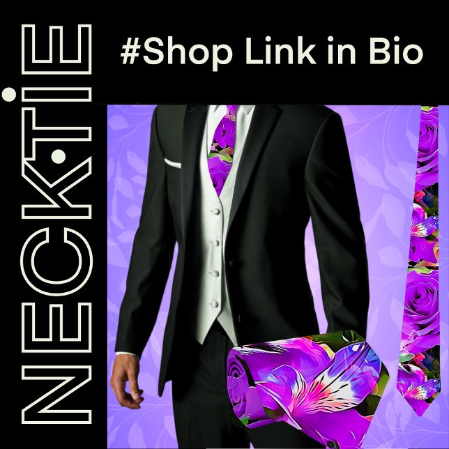 Tropiska blommor, Blommigt Slips (Tropical Abstract Flower Men's Floral Necktie)