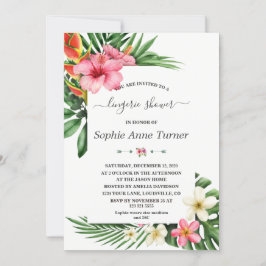 Tropiska blommor Bloom Calligraphy Lingerie Shower Inbjudningar