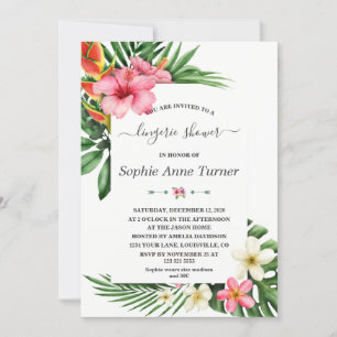 Tropiska blommor Bloom Calligraphy Lingerie Shower Inbjudningar