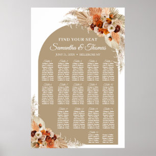 Tropiska blommor boho arch terracotta pampas-gräs poster