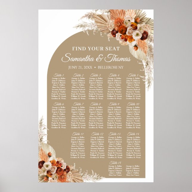 Tropiska blommor boho arch terracotta pampas-gräs poster (Framsidan)