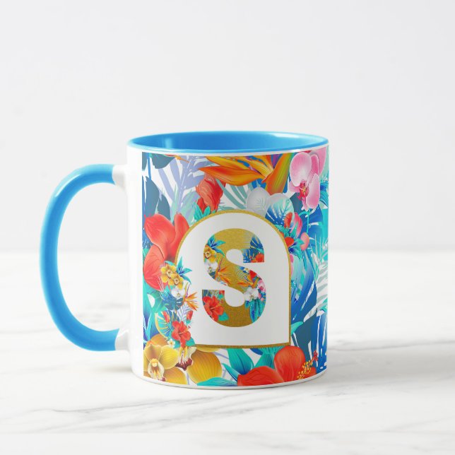 Tropiska blommor bröllopsfestgåvor brudtärna mamma mugg (Vänster)