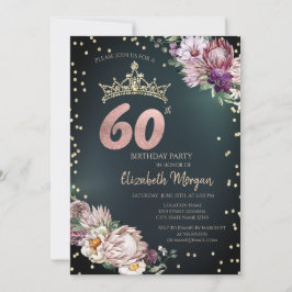 Tropiska blommor Diadem Diamanter Gröna 60-årsdag Inbjudningar