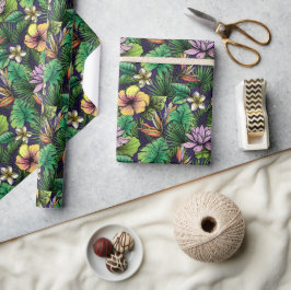 Tropiska blommor djungel blad present presentpapper
