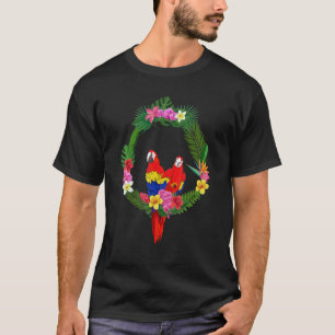 Tropiska blommor Fågel Djur Blommig Ara Papegoja T Shirt