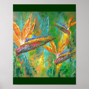 Tropiska blommor Fåglar till målning av paradis Poster