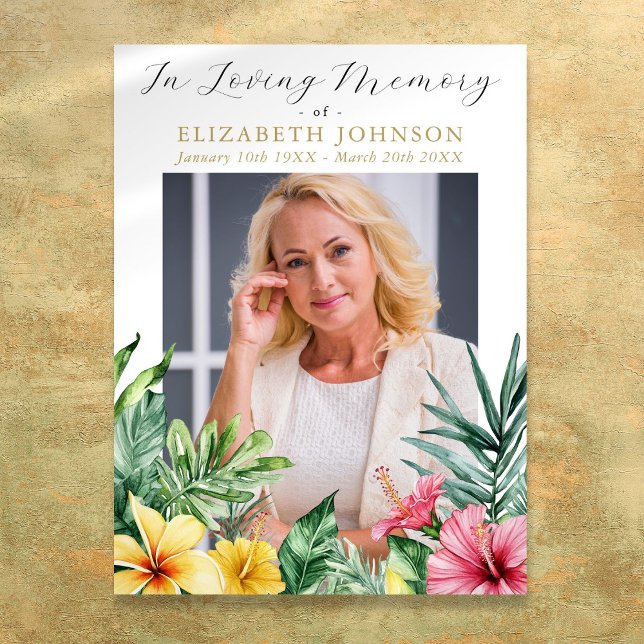 Tropiska blommor firande av livets slutskede begra poster (Tropical Flowers Celebration Of Life Funeral Sign)