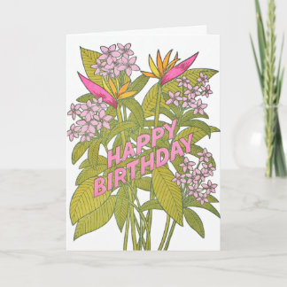 Tropiska blommor födelsedagsbrevkort kort