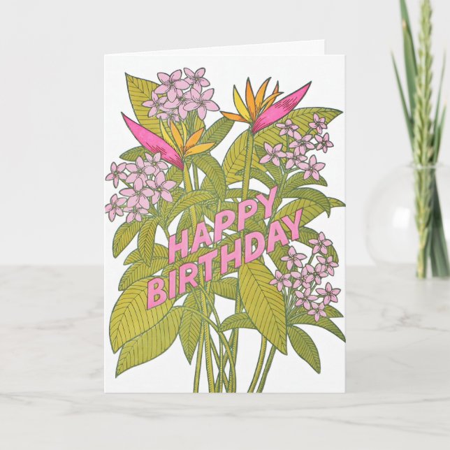 Tropiska blommor födelsedagsbrevkort kort (Framsida)
