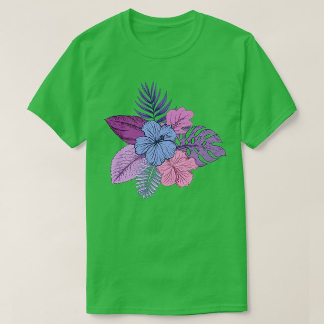 Tropiska blommor för lila och Rosa T Shirt (Design framsida)