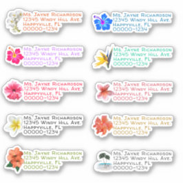 Tropiska blommor Formade Returadress Stickers Klistermärken