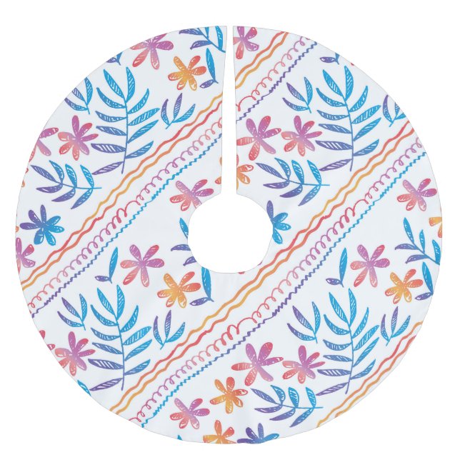 Tropiska blommor från hand plockade, löv mönster. julgransmatta borstad polyester (Framsidan)