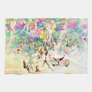 Tropiska blommor från snö, hawaiisk pastel kökshandduk