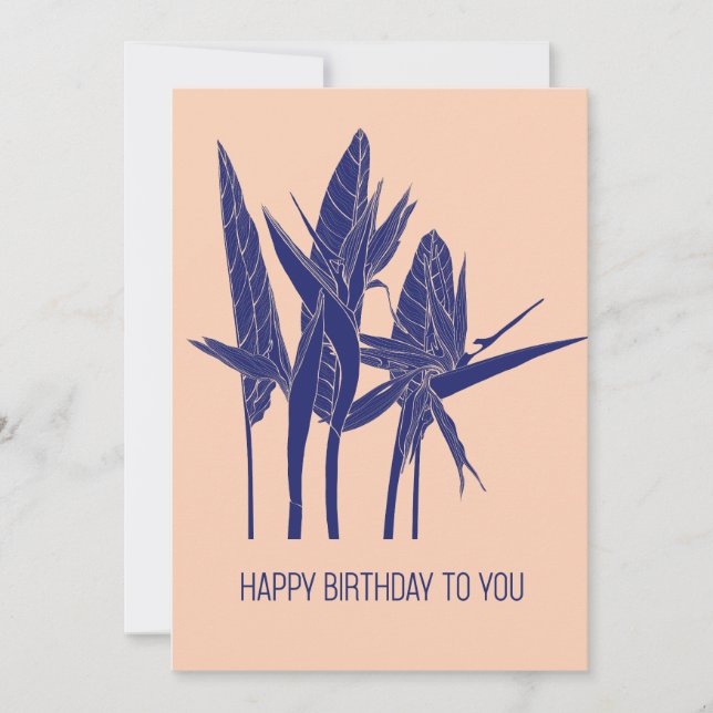 Tropiska blommor från Strlitzia linjerar konst. Julkort (Framsida)