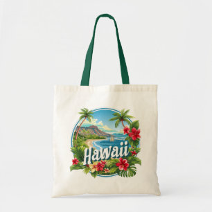 Tropiska blommor Hawaii Beach Mountains Travel Art Tygkasse