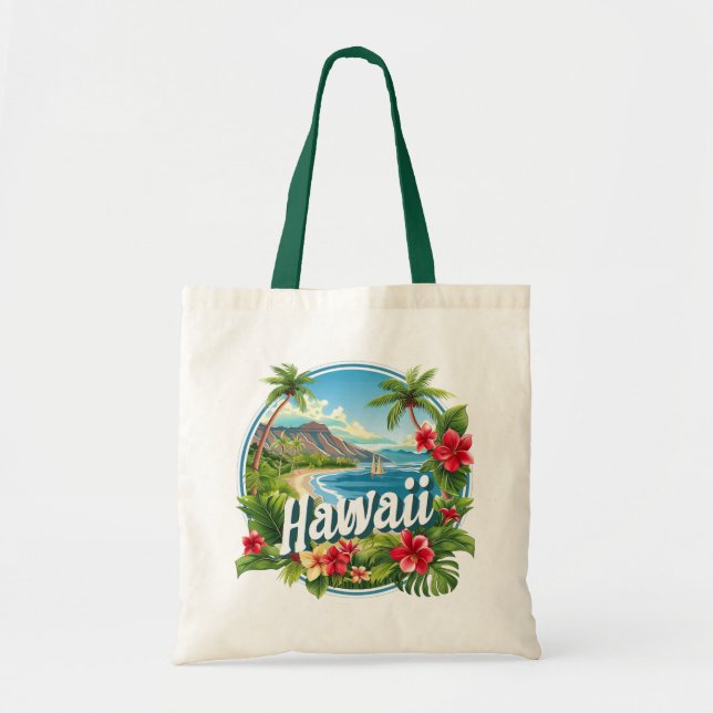 Tropiska blommor Hawaii Beach Mountains Travel Art Tygkasse (Framsidan)