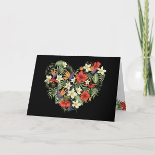 Tropiska blommor Heart Valentines day Kort