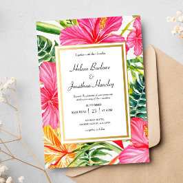 Tropiska blommor Hibiscus Destination Wedding Inbjudningar