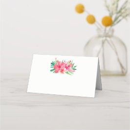 Tropiska blommor Hibiscus Plumeria Bröllop Placeringskort