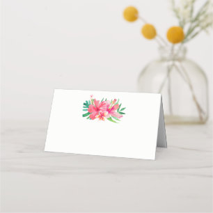 Tropiska blommor Hibiscus Plumeria Bröllop Placeringskort
