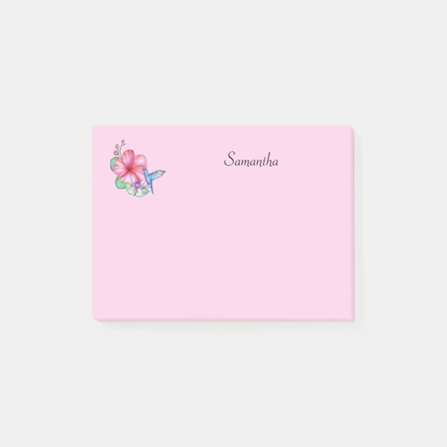 Tropiska blommor Hummingbird Personlig Post-it Block (Framsida)