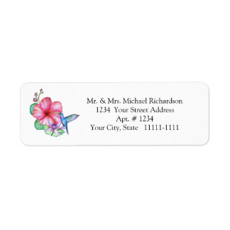 Tropiska blommor Hummingbird-Returetiketter Returadress Etikett