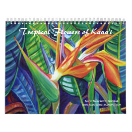 Tropiska blommor i Kauai Hawaii Calendar Kalender
