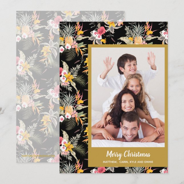 Tropiska blommor Julfoto Julkort (Fram/baksida)
