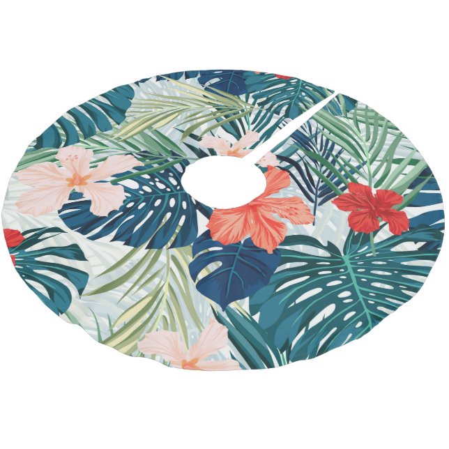 Tropiska blommor julgransmatta borstad polyester (Vinklad)