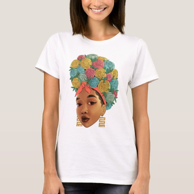Tropiska blommor karibisk flicka t shirt (Framsida)