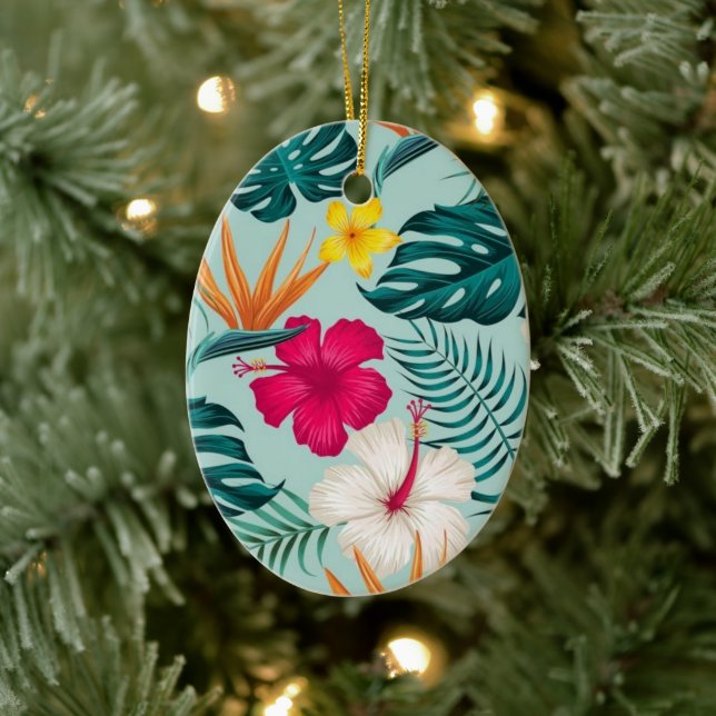 Tropiska blommor Keramiska prydnadsföremål Julgransprydnad Keramik (Träd)